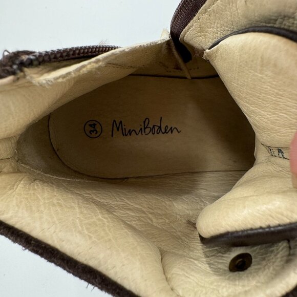 Mini Boden Kids Leather Hiking Boots Size 34 or US 2.5 With Side Zipper - Picture 6 of 15